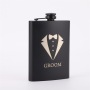OEM Portable Mini Stainless Steel Flask 6oz/7oz/8oz Square Hip Flask Wooden Body Leather Wrap for Whisky Alcohol Wine Drinking
