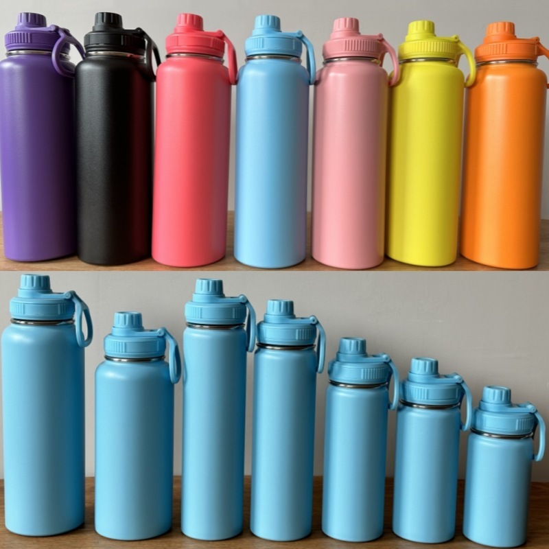 Custom Logo Metal Travel Thermos Flask Stainless Steel Reusable Wide Mouth Vacuum Water Bottle for Adults Keep Hot and Cold 24H