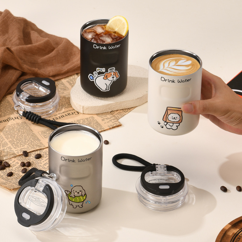 260ml 350ml Mini Stainless Steel Vacuum Coffee Cup with Straw Travel