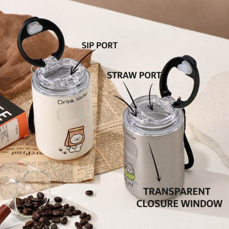 260ml 350ml Mini Stainless Steel Vacuum Coffee Cup with Straw Travel