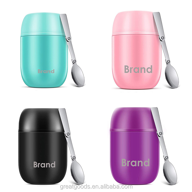 Wholesale 450ml Double Wall Stainless Steel Thermos Vacuum Food Jar Food Flask Travel School Kid Thermal Soup Container