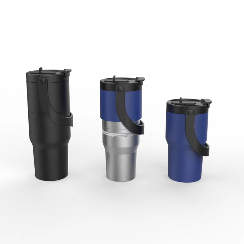 New Arrival Wholesale 30oz Vacuum Insulated Stainless Steel Powder Coating Tumbler With Handle American Style Design 2-in-1 Cups