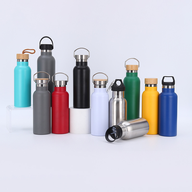 Customized 500ml 600ml 750ml Gym Sport Stainless Steel Water Flask Vacuum Insulated Thermos Bottle with Various Lids for Travel