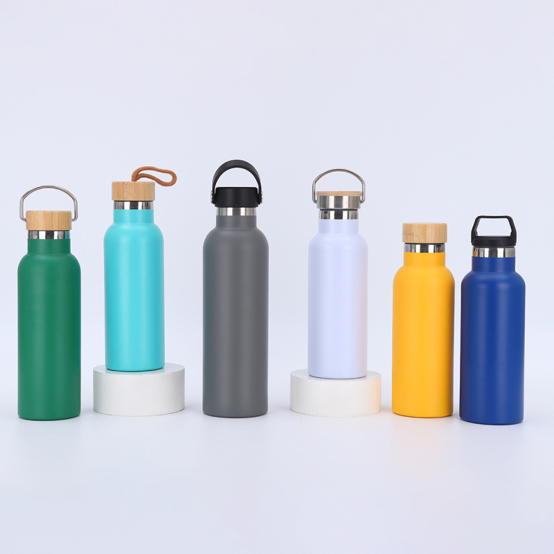 Customized 500ml 600ml 750ml Gym Sport Stainless Steel Water Flask Vacuum Insulated Thermos Bottle with Various Lids for Travel