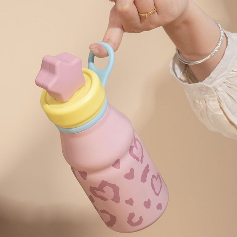 500ml  Vacuum Milk Bottle New Star Portable Leopard Print Layer for Children