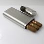 Wholesale 3 Finger Carrying Stainless Steel Travel  PU Leather Cover Cigar Travel Case with Cutter Humidor Cigar Cases