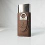 Wholesale 3 Finger Carrying Stainless Steel Travel  PU Leather Cover Cigar Travel Case with Cutter Humidor Cigar Cases
