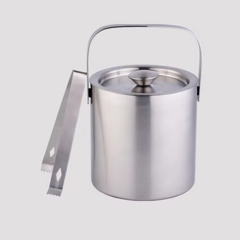 High Quality Custom Double Wall Stainless Steel Metal Ice Bucket for Bar KTV Party Champagne Red Wine Commercial Household Use