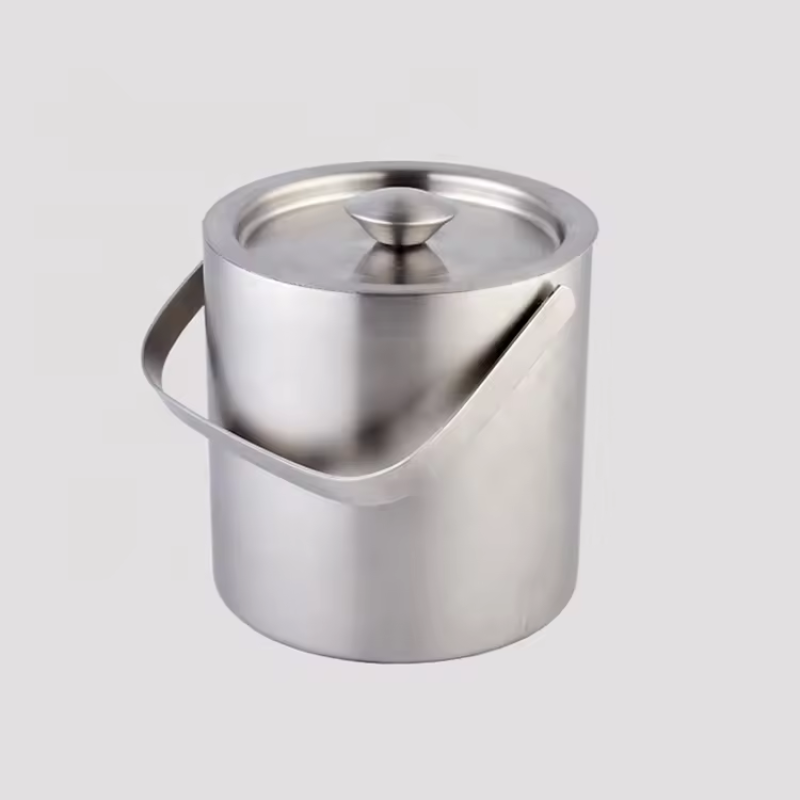 High Quality Custom Double Wall Stainless Steel Metal Ice Bucket for Bar KTV Party Champagne Red Wine Commercial Household Use
