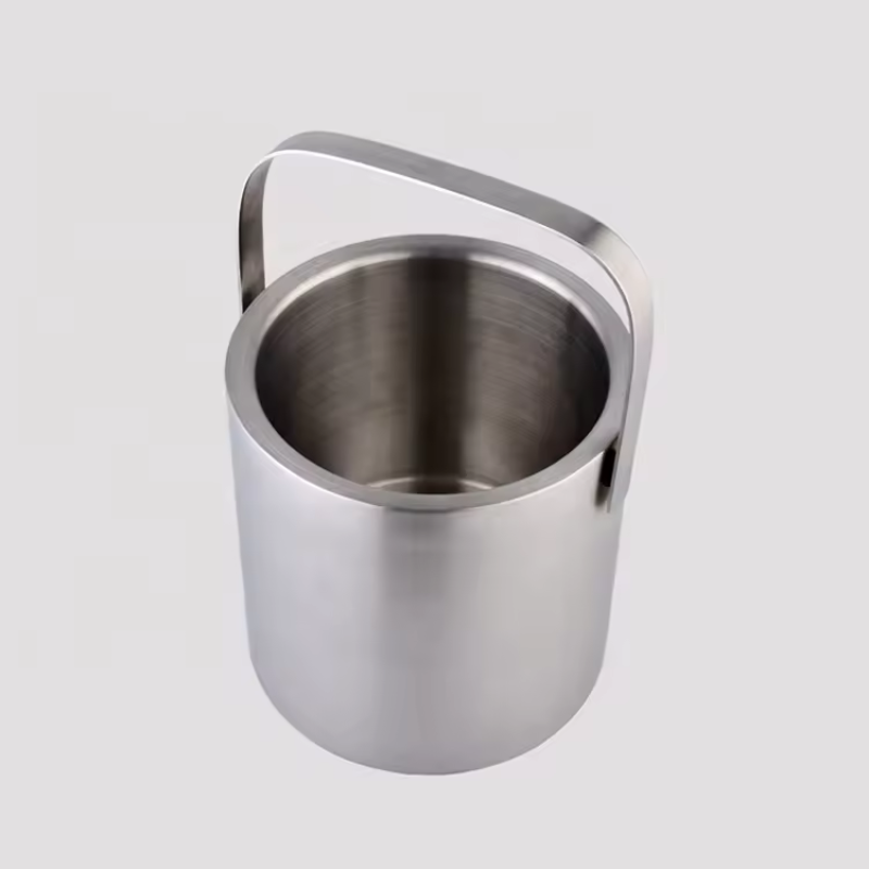 High Quality Custom Double Wall Stainless Steel Metal Ice Bucket for Bar KTV Party Champagne Red Wine Commercial Household Use
