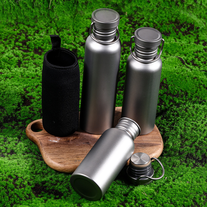 Single Wall Titanium Light Weight Portable Leakproof Outdoor Camping Titanium Water Bottle Gym Sport Bottle