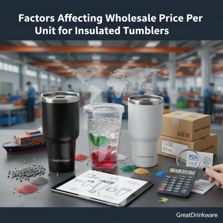 What factors affect the wholesale price per unit for insulated tumblers when ordering in large volumes?