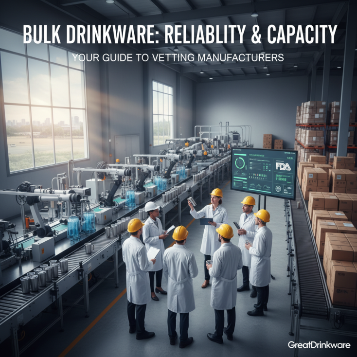 How to evaluate the reliability and production capacity of a drinkware manufacturer before placing a bulk order?