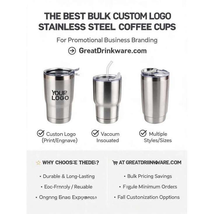 What are the best bulk options for custom logo stainless steel coffee cups for promotional use?