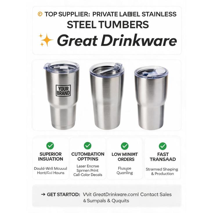 Which suppliers offer private label stainless steel tumblers with double-wall insulation for distributors?