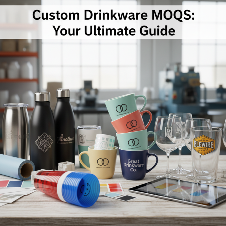 What are the typical minimum order quantities (MOQs) for custom drinkware projects from factories?