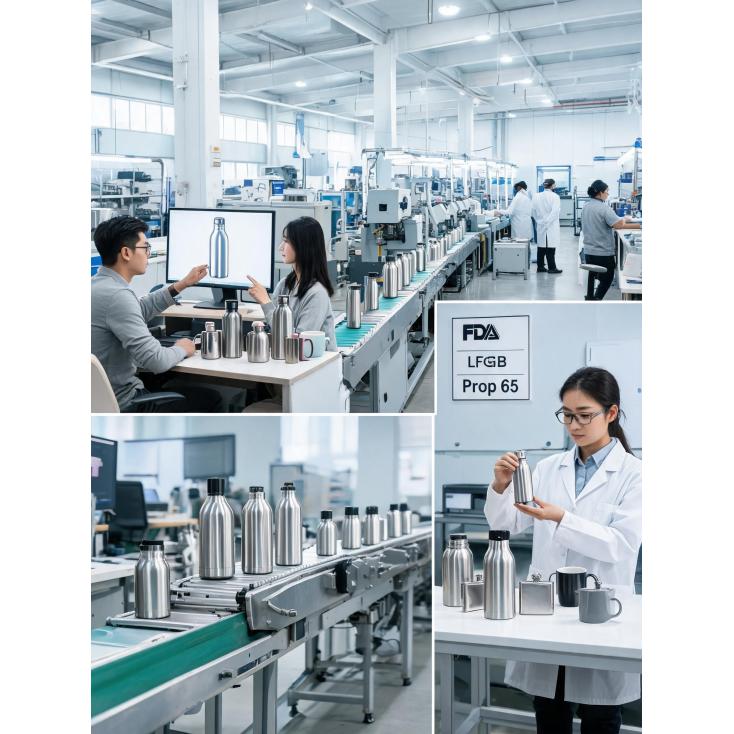 What steps are involved in the custom drinkware sourcing process for importers and distributors?