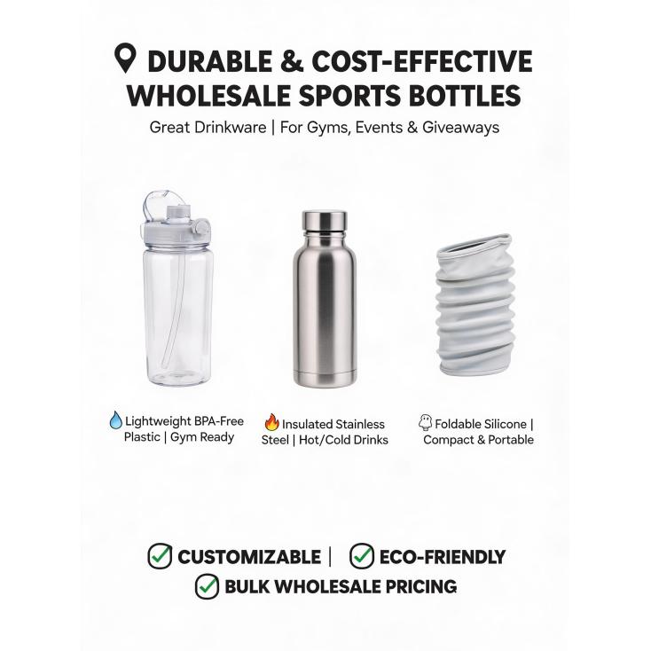What are the durable and cost-effective options for wholesale sports bottles intended for gyms or events?