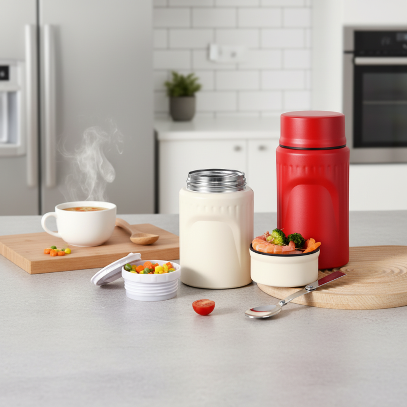 New 304 Stainless Steel Vacuum Insulated Thermos Cup with Spoon 750ml Camping & Office Use Portable for Men Women
