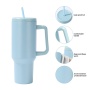 Outdoor 40 oz 304 Stainless Steel Handle Car Cup with Suction Tube & Double Ice Design 6-12 Hours Thermal Insulation Wholesale