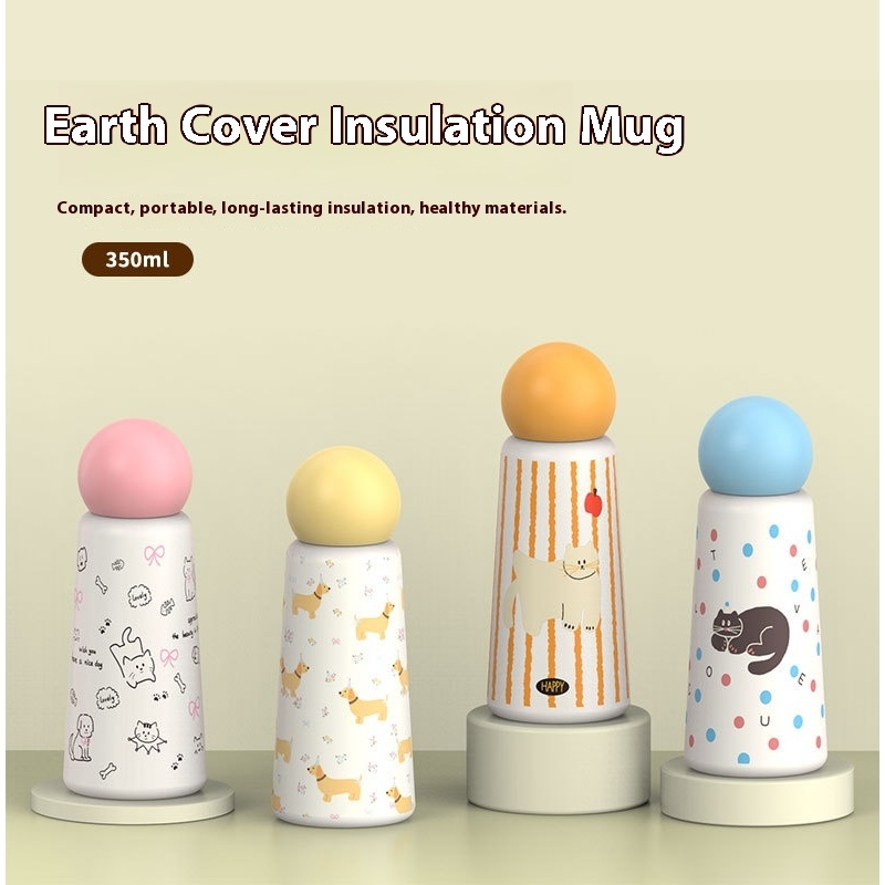 316 Stainless Steel Ball Mug 350ml Creative Cute Cartoon Design for Students Sports Cup for Back to School
