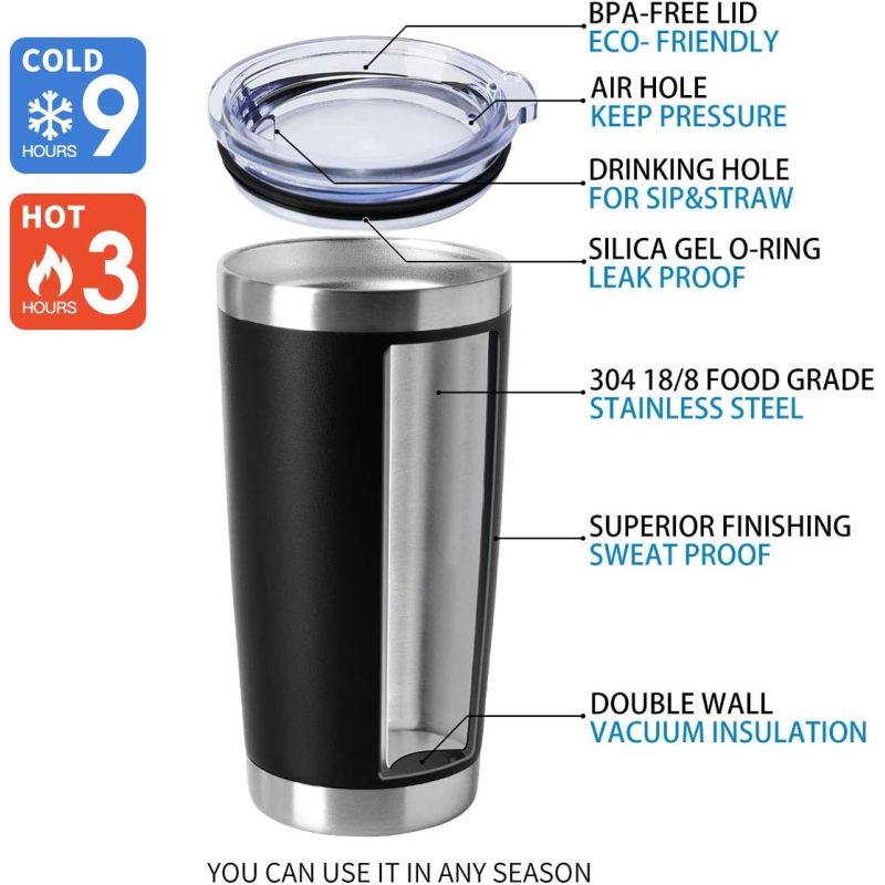 Custom Double Wall Stainless Steel 20oz/30oz Sublimation Tumbler with Straw and Lid for Outdoor Sports Drinkware