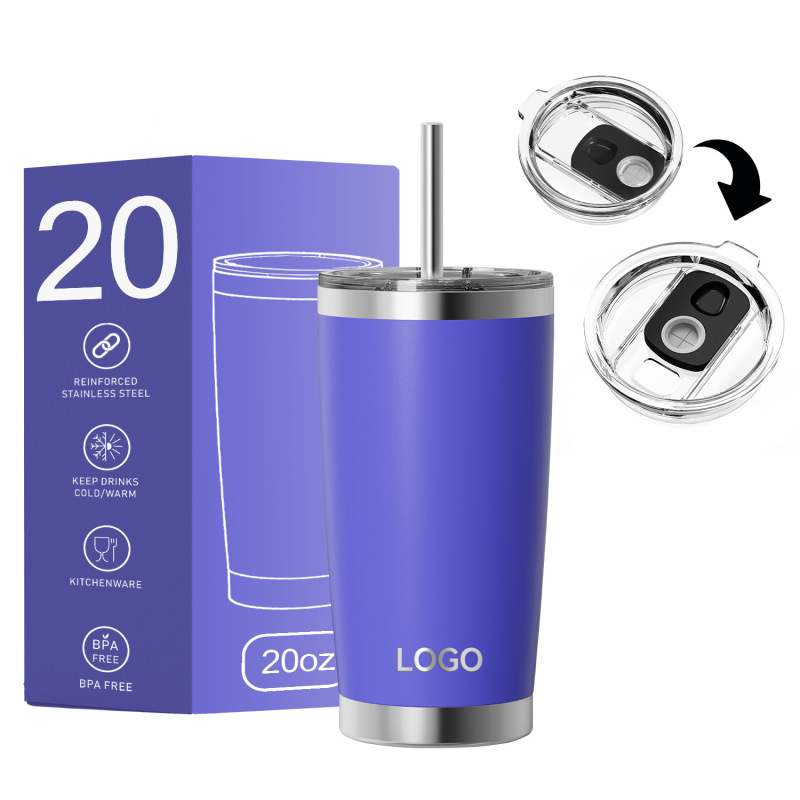 Custom Double Wall Stainless Steel 20oz/30oz Sublimation Tumbler with Straw and Lid for Outdoor Sports Drinkware