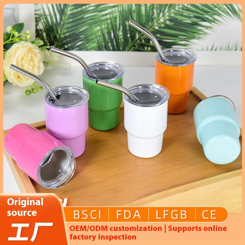 304 Stainless Steel Thermos Cup 3oz Mini Car Cup Straw for Tea Vacuum for Party Sublimation Household Small Cup