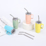 Factory Direct Supply 4oz Vacuum Insulated Stainless Steel Thermos Cup Handle Cute Design Light Foldable Portable for Car Use