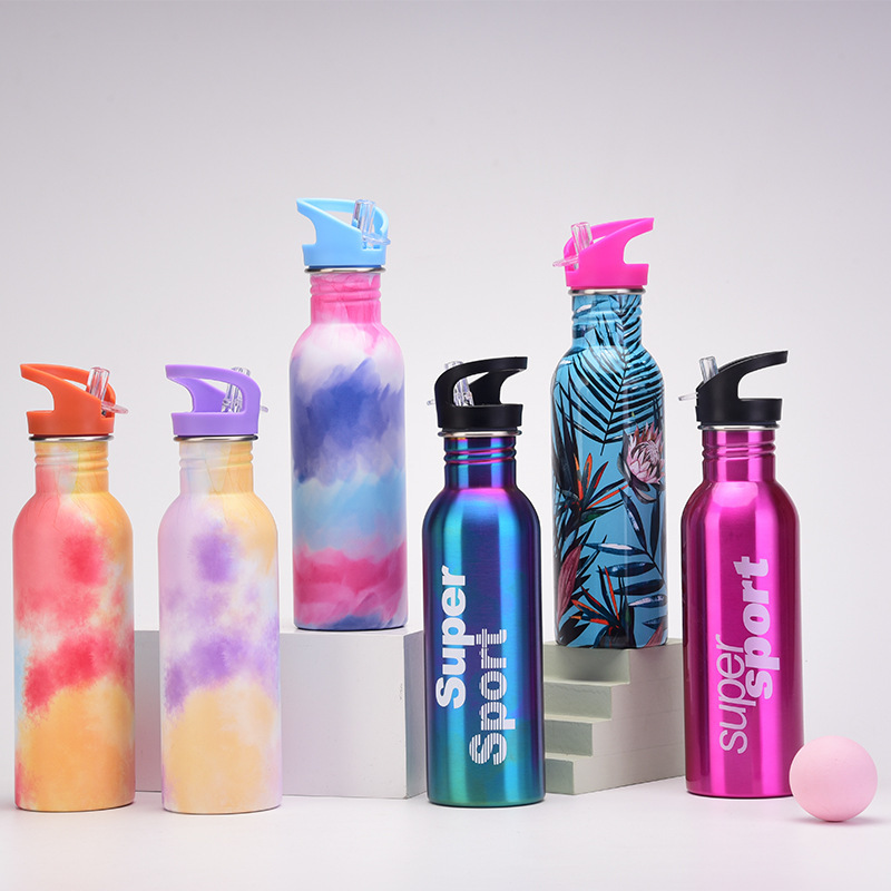 2026 Cross-Border New Classic Vacuum Insulated Stainless Steel Tie Dyeing Straw Outdoor Sports Water Bottle Portable