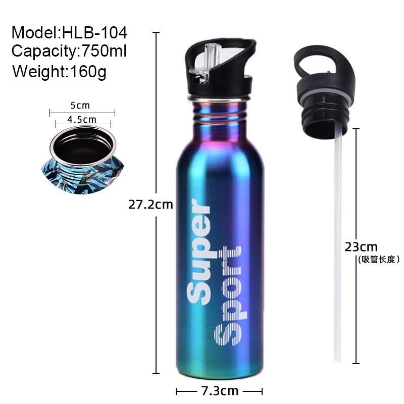2026 Cross-Border New Classic Vacuum Insulated Stainless Steel Tie Dyeing Straw Outdoor Sports Water Bottle Portable