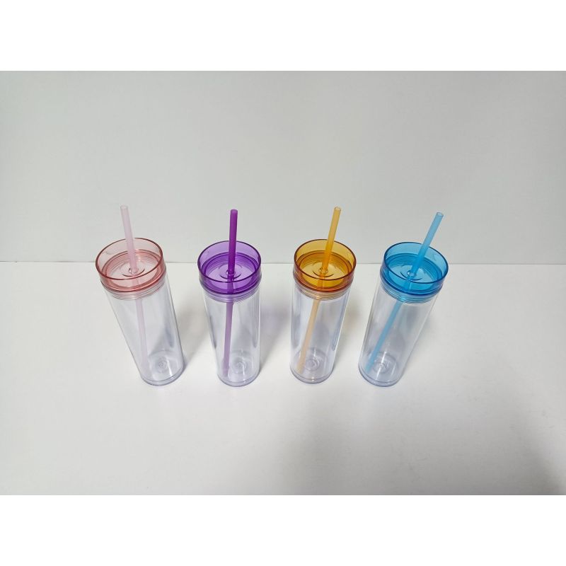 Macron Color 16oz Large Capacity Double-Layer Plastic Direct Drinking Cup