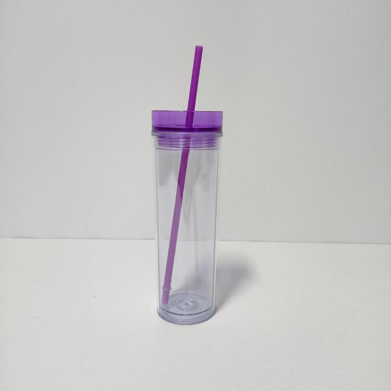 Macron Color 16oz Large Capacity Double-Layer Plastic Direct Drinking Cup