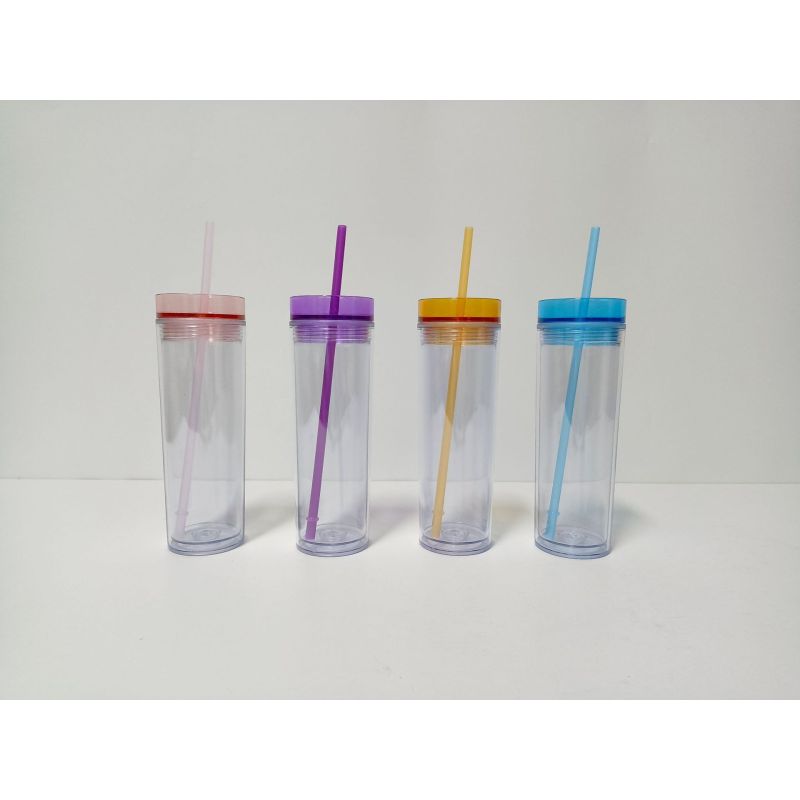 Macron Color 16oz Large Capacity Double-Layer Plastic Direct Drinking Cup