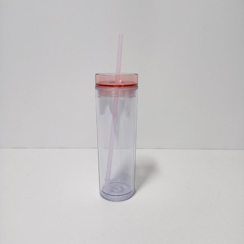 Macron Color 16oz Large Capacity Double-Layer Plastic Direct Drinking Cup