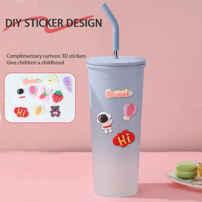 New Arrival 700ml Stainless Steel Cup Straw Tumbler Vacuum Metal Material Cup With Lid and Straw