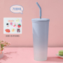 New Arrival 700ml Stainless Steel Cup Straw Tumbler Vacuum Metal Material Cup With Lid and Straw
