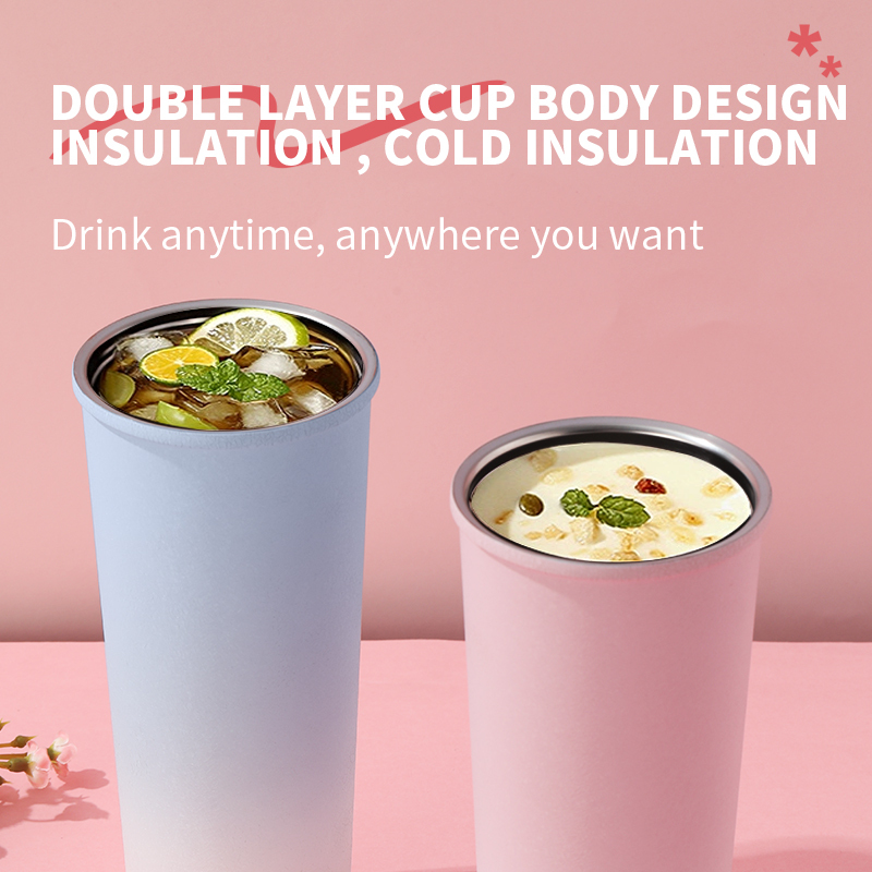 New Arrival 700ml Stainless Steel Cup Straw Tumbler Vacuum Metal Material Cup With Lid and Straw
