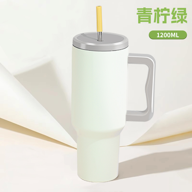 LUCKCHEN 40oz Insulated Stainless Steel Tumbler with Handle & Silicone Straw Sleeve - Leakproof Travel Mug