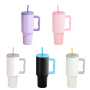 LUCKCHEN 40oz Insulated Stainless Steel Tumbler with Handle & Silicone Straw Sleeve - Leakproof Travel Mug