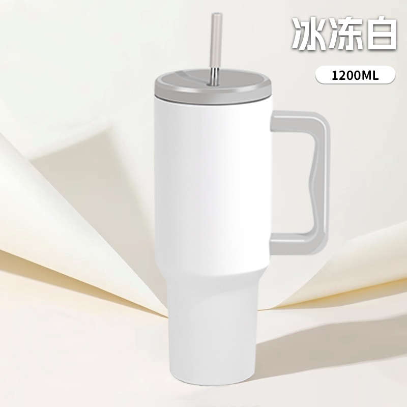 LUCKCHEN 40oz Insulated Stainless Steel Tumbler with Handle & Silicone Straw Sleeve - Leakproof Travel Mug