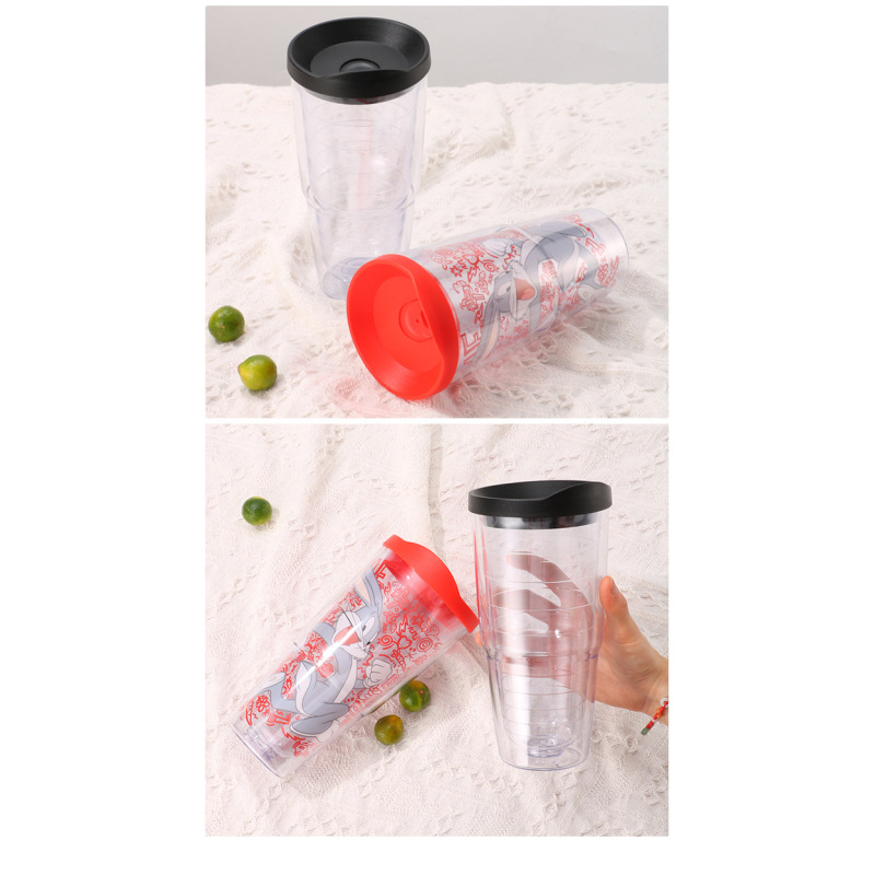 Transparent Plastic Straw Cup with Double Layer Thread Liner for Coffee and Outdoor Tours Boiling Water Safe