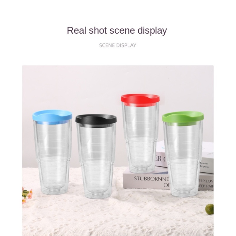 Transparent Plastic Straw Cup with Double Layer Thread Liner for Coffee and Outdoor Tours Boiling Water Safe