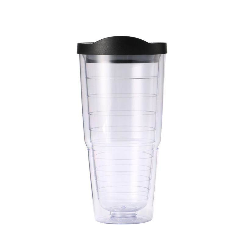 Transparent Plastic Straw Cup with Double Layer Thread Liner for Coffee and Outdoor Tours Boiling Water Safe