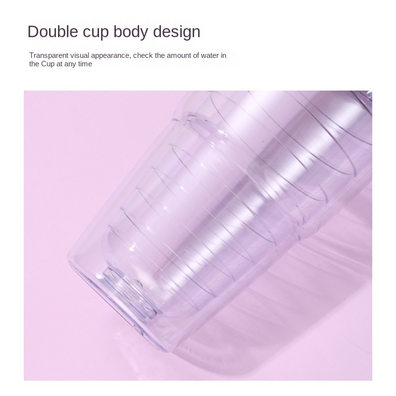 Transparent Plastic Straw Cup with Double Layer Thread Liner for Coffee and Outdoor Tours Boiling Water Safe