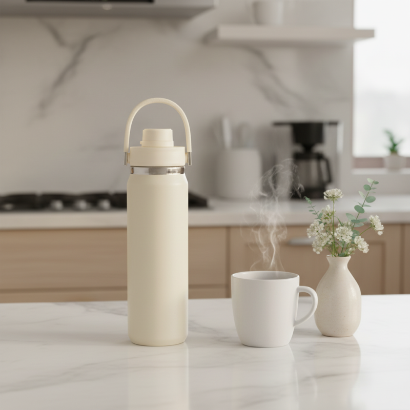 2026 Space-Saving Insulated Water Bottle Leakproof Stainless Steel, 3 Capacity Options, 24H Temperature Retention