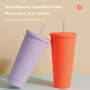 P1000 Modern Simple Frosted Plastic Straw Cup Portable Straight Body Drinking Cup Straw for Outdoor Activities Hiking Applicable
