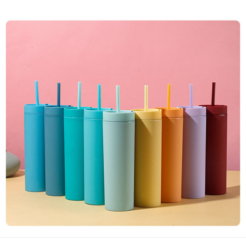 Large Capacity 450ml Frosted Double-Layer Plastic Sippy Cup Portable for Hiking Direct Drinking