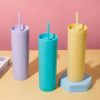 Large Capacity 450ml Frosted Double-Layer Plastic Sippy Cup Portable for Hiking Direct Drinking