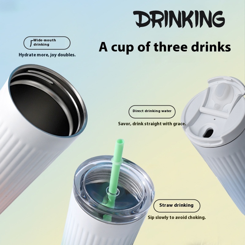 Portable Thermos Cup for Women High Color Value Double Wall Vacuum Large Capacity 304 Stainless Steel Car Office Use Coffee